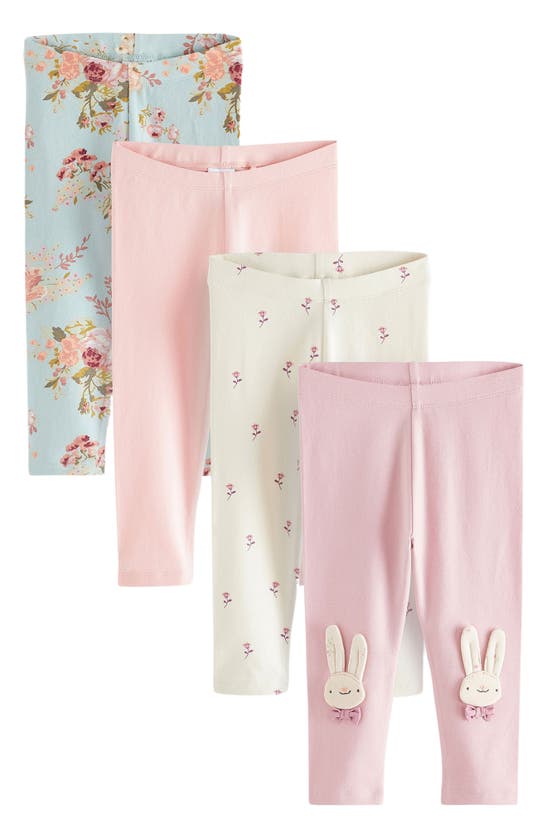 Next Kids' Bunny Assorted 4-pack Stretch Cotton Leggings In Pink