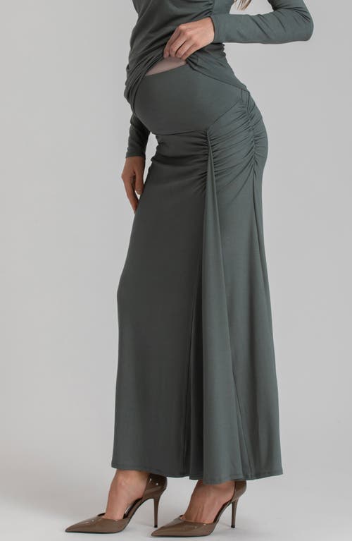 Pietro Brunelli Ruched Maternity Maxi Skirt In Medium Green