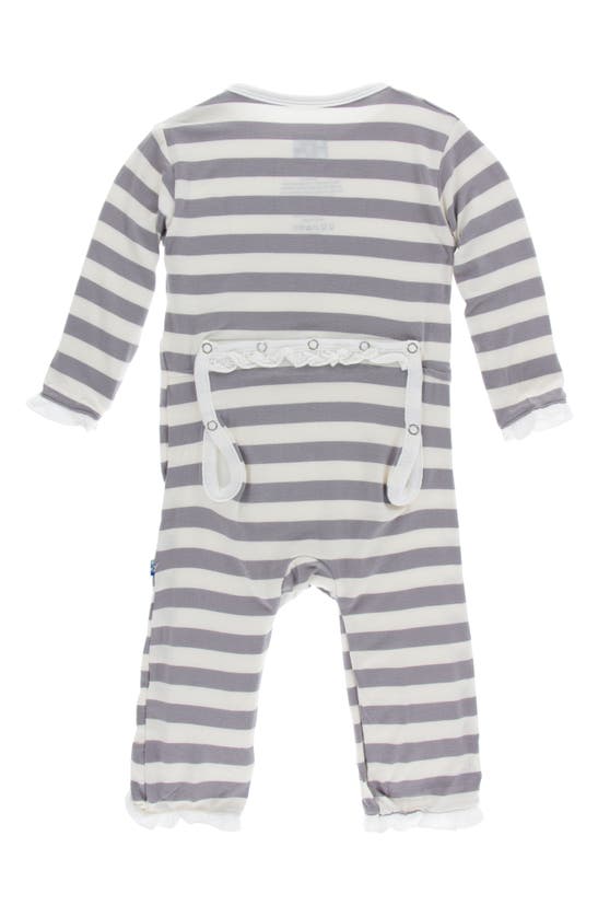 Shop Kickee Pants Stripe Print Coveralls In Feather Contrast Stripe