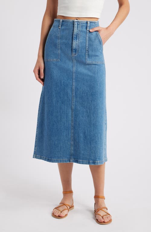 Shop Le Jean Jocelyn Denim Midi Skirt In Desert