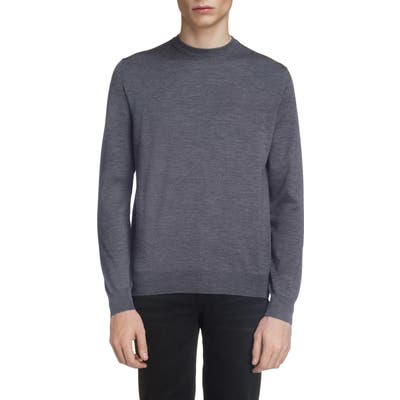 Balenciaga Logo Crewneck Wool Sweater, Grey