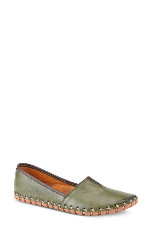 Spring Step Kathaleta Flat In Olive Green