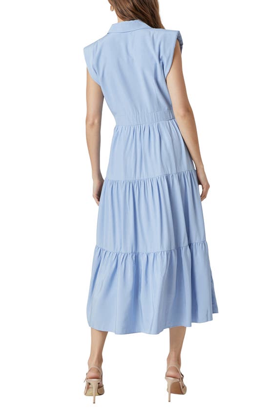 Shop Endless Rose Pintuck Detail Tiered Midi Dress In Powder Blue