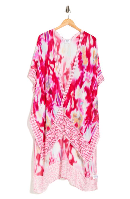 Shop Melrose And Market Melrose & Market Printed Ruana In Pink Abstract Floral