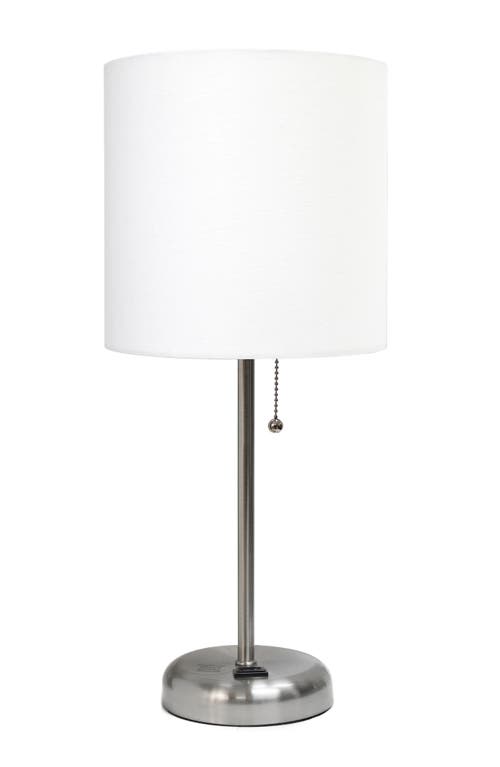 Shop Lalia Home Usb Table Lamp In Brushed Steel/white Shade