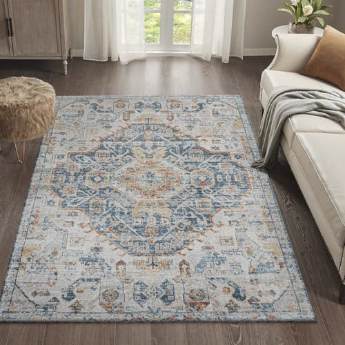 Jonathan Y Shaemus Bohemian Medallion Low-pile Machine-washable Area Rug In Cream/blue/terra