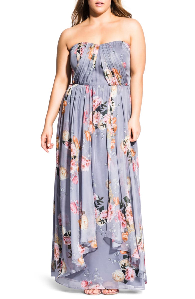 City Chic Whimsy Florence Strapless Maxi Dress (Plus Size) | Nordstrom