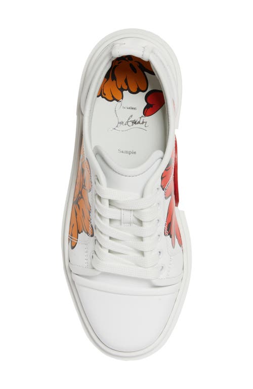 Shop Christian Louboutin X Shun Sudo Adolon Donna Button Flower Low Top Sneaker In W146 White/multi