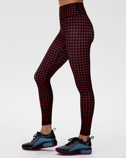 Rebody Active Hybrid Fleece Leggings High Waist 25" In Red/black
