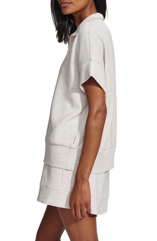 Varley Fulton Short-sleeve Half-zip Cropped Pullover Top In Ivory Marl
