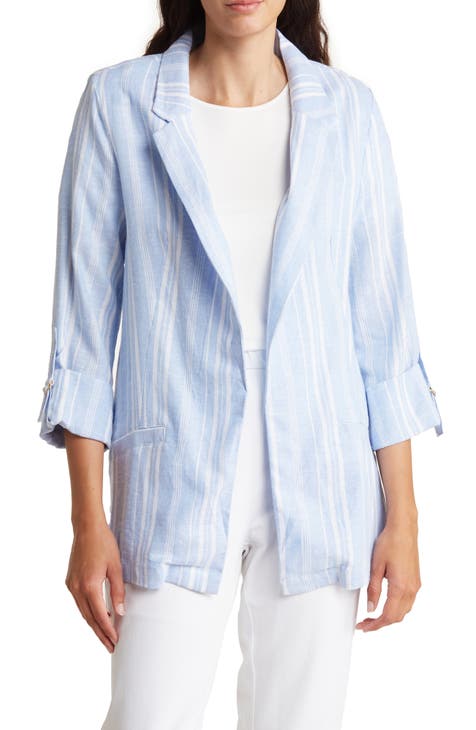 Roll Sleeve Linen Blend Blazer