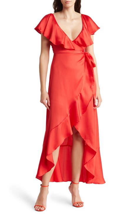 Brandi Wrap Dress In Red Heart Print – Halo & Hutch