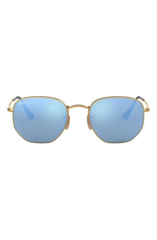 Ray-Ban Icons 51mm Sunglasses in Gold/Light Blue Flash at Nordstrom