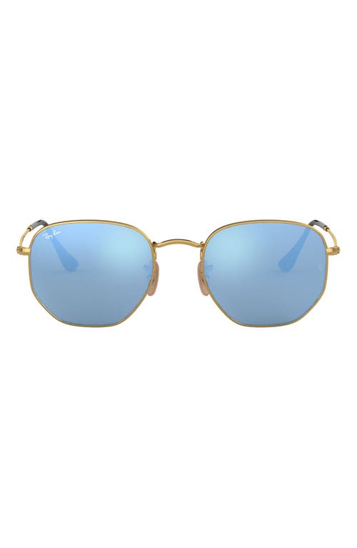 Ray Ban Ray-ban Icons 51mm Sunglasses In Gold/light Blue Flash
