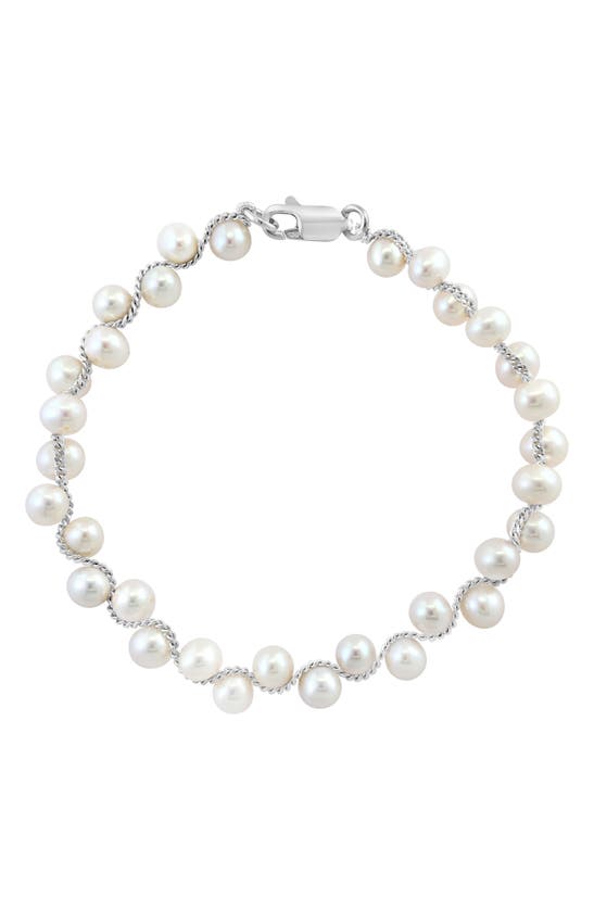 Effy Sterling Silver 5mm Freshwater Pearl Bracelet In Metallic