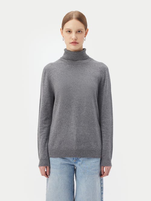 Shop Gobi Cashmere Classic Turtle Neck In Dim Gray