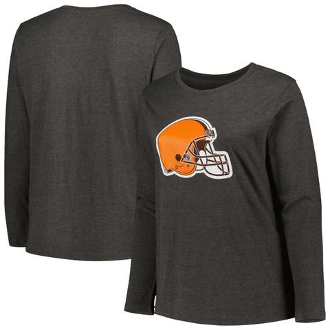 Women's Fanatics Branded Charcoal Cleveland Browns Plus Size Primary Logo Long  Sleeve T-Shirt