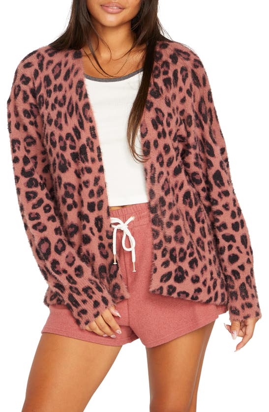 Volcom Open Front Lounge Cardigan In Leopard