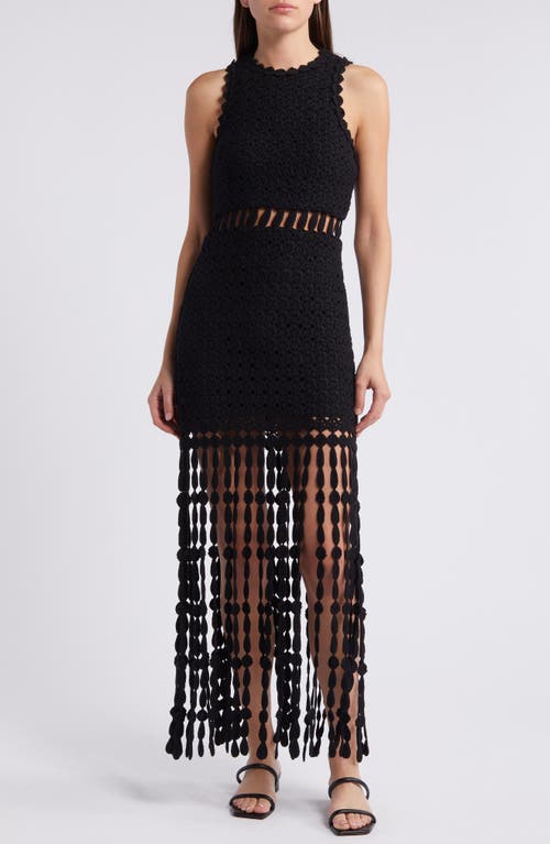 Shop Saylor Robynne Cotton Crochet Fringe Maxi Dress In Black