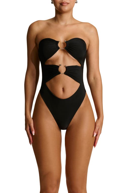 Shop Naked Wardrobe Ring Hardware Cutout Bodysuit In Black