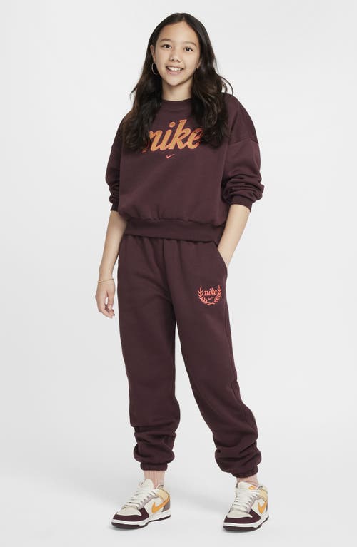 Nike Kids' Club Cotton Blend Fleece Sweatpants In Burgundy Crush/ Hot Punch