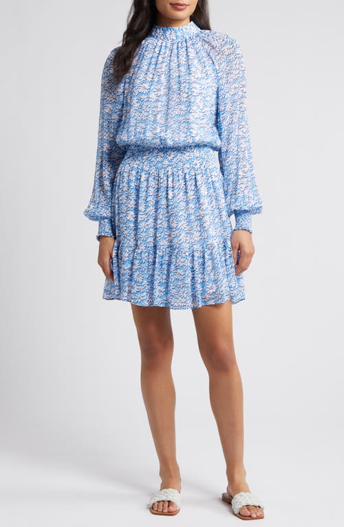 Lilly Pulitzer Ellielynn Long Sleeve Dress in Lunar Blue Palm Beach Petals