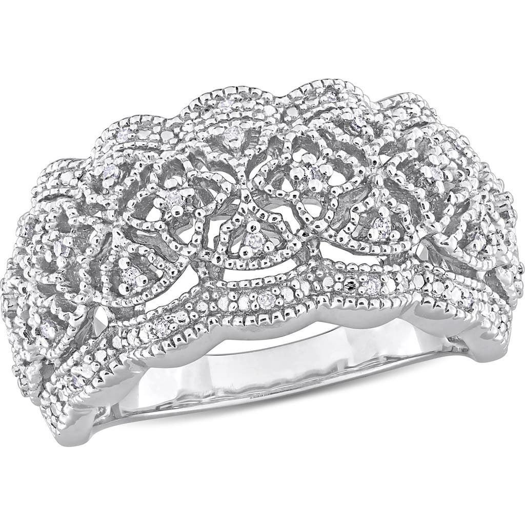 Delmar Sterling Silver Diamond Lace Band Ring In White