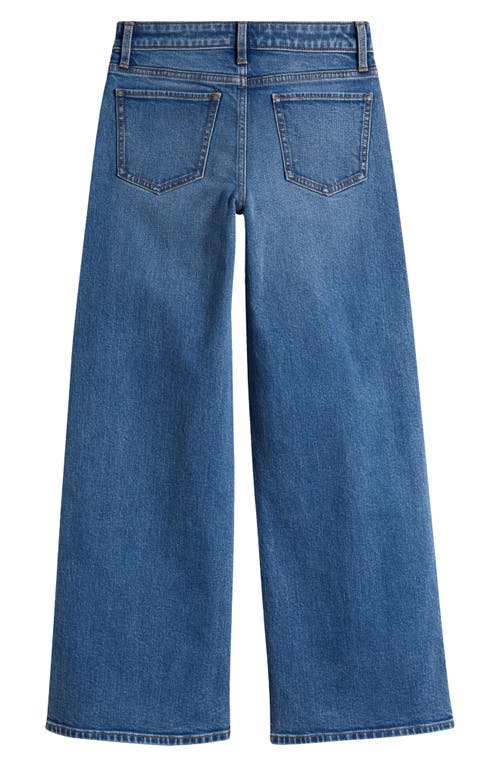 Shop Treasure & Bond Kids' Stretch Denim Wide Leg Jeans In Mid Indigo Wash