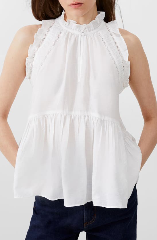 French Connection Emily Ruffle Sleeveless Top In Summer Whi