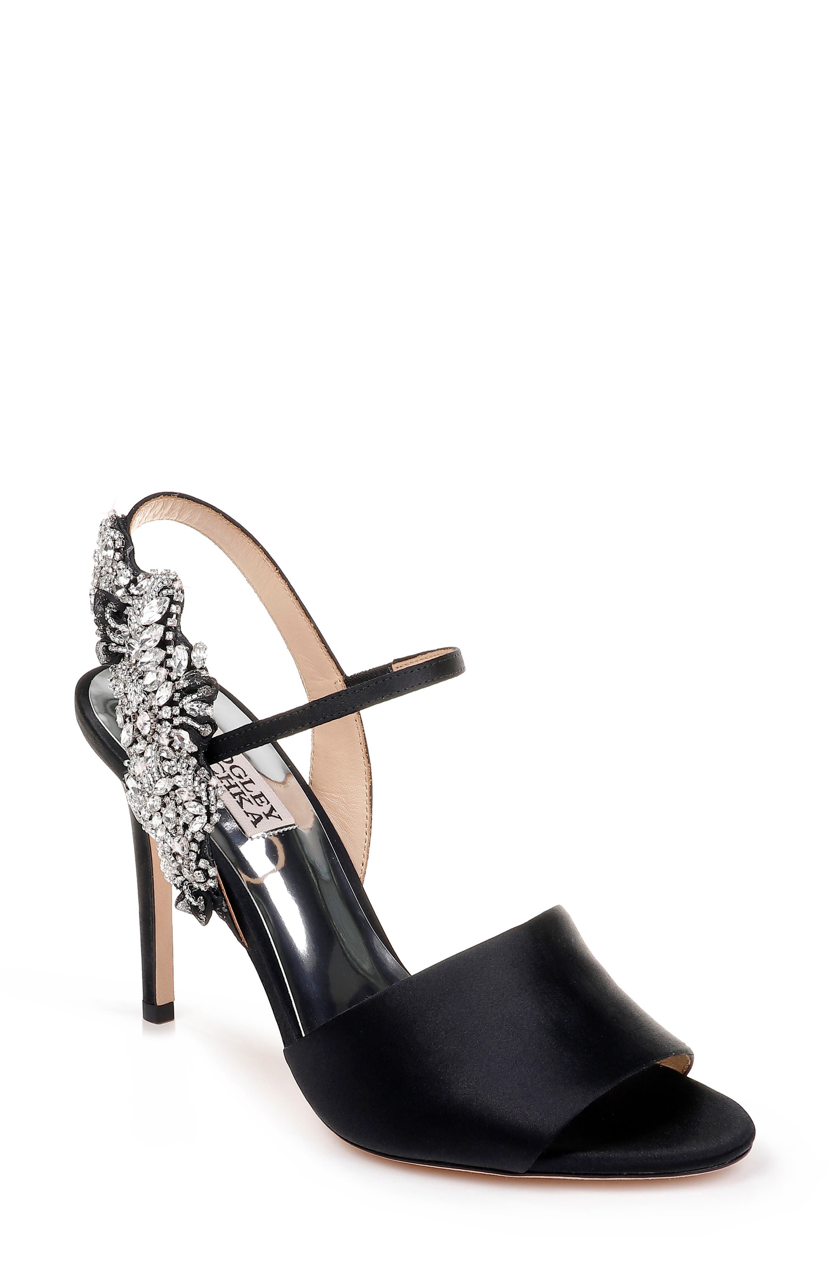 Badgley Mischka Lidia Embellished Sandal, Black