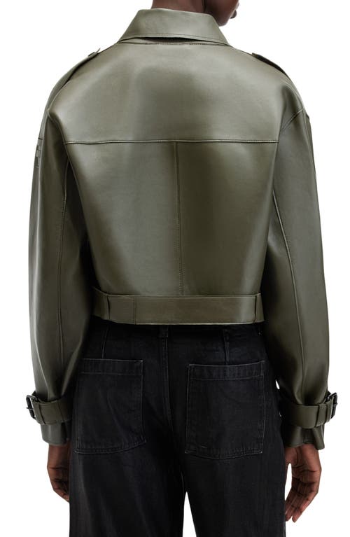 Shop Allsaints Ophelia Bonded Leather Jacket In Khaki Green