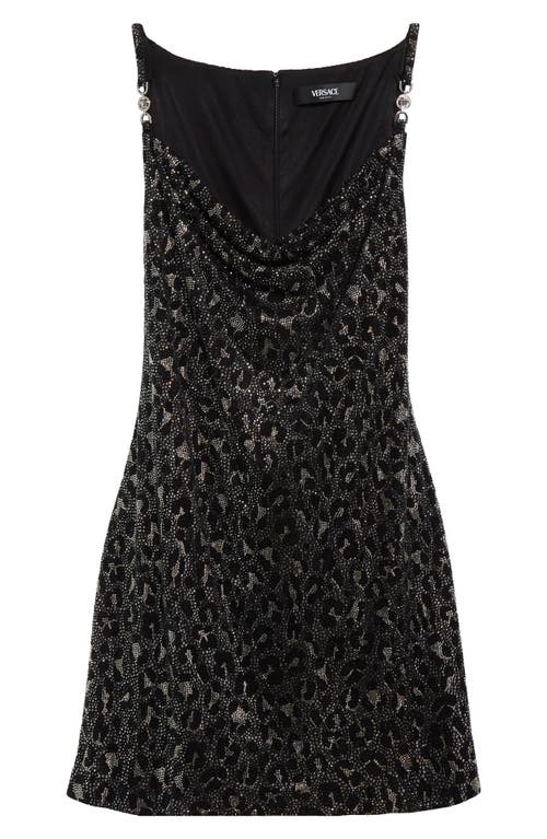 Shop Versace Crystal Embellished Cowl Neck Cocktail Dress In Black