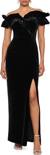 Xscape Evenings Off the Shoulder Velvet Gown