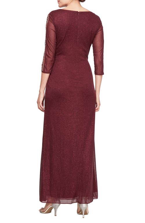 Sl Fashions Sparkle Embellished Sleeve Gown In Fig