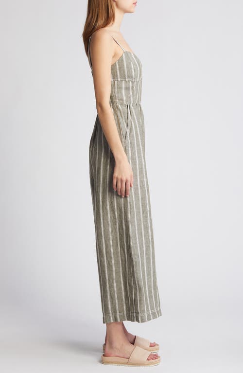 Madewell Sleeveless Wide Leg Linen Jumpsuit In Desert Olive