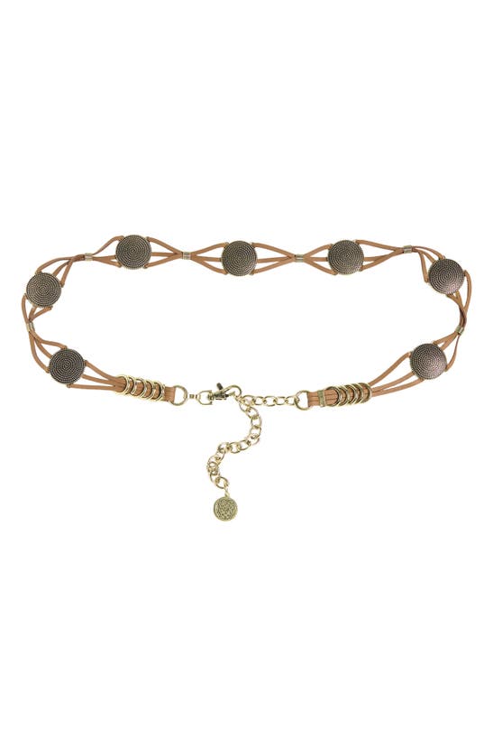 Vince Camuto Round Braided Castings Belt In Brown Gold
