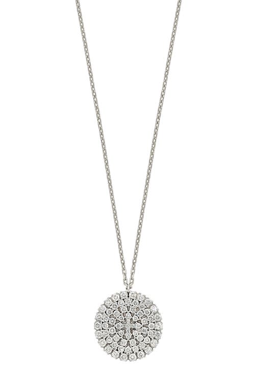 Bony Levy Audrey Pavé Diamond Round Pendant Necklace in 18K White Gold