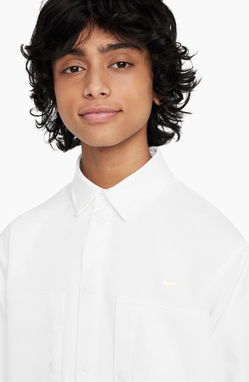 Shop Nike Kids' Sportswear Metro Ground Snap-up Popover Shirt In White/black