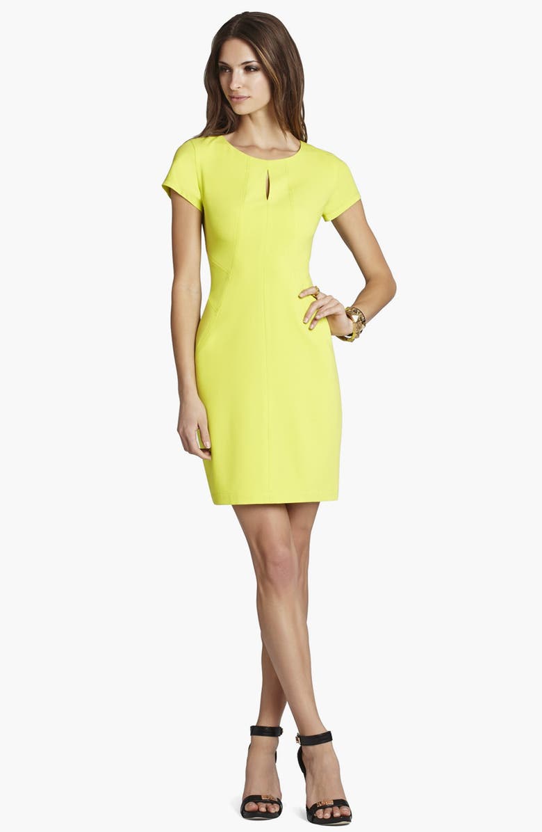 BCBGMAXAZRIA Crêpe de Chine Sheath Dress, Main, color, DARK LIME