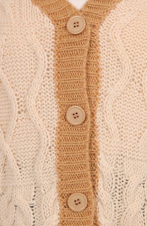 Petal And Pup Petal & Pup Zina Cable Contrast Trapeze Cardigan In Brown