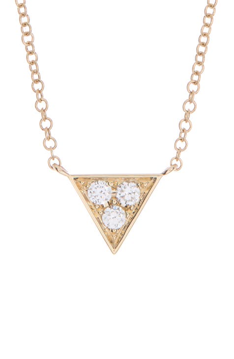 14K Yellow Gold Diamond Triangle Pendant Necklace - 0.11 ctw