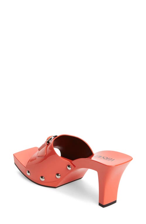 Shop Versace Medusa Buckle Clog Sandal In Coral/palladium