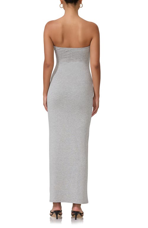 Shop Afrm Dunn Strapless Knit Maxi Dress In Heather Grey