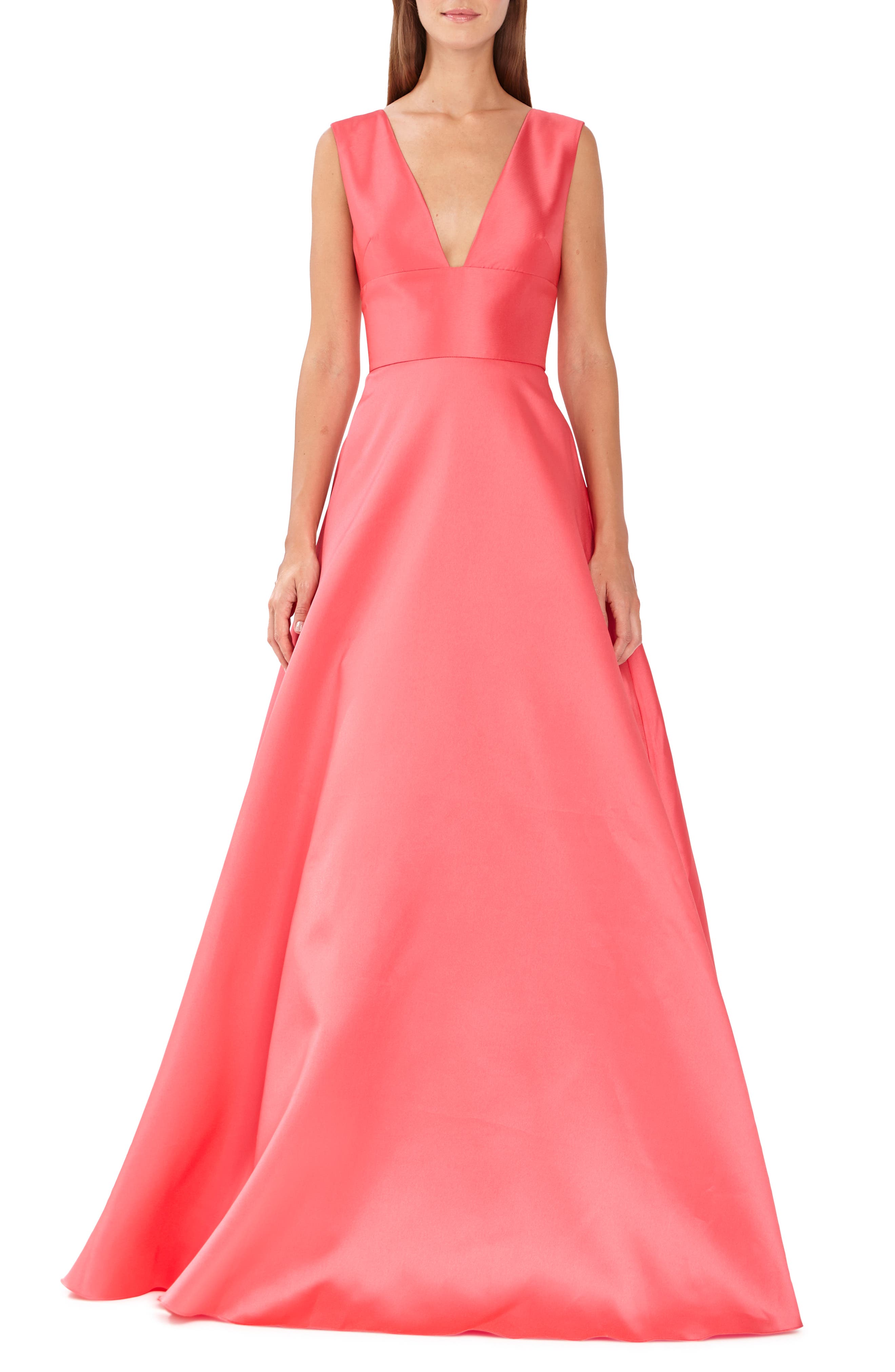 Ml Monique Lhuillier Mikado Ballgown, Coral