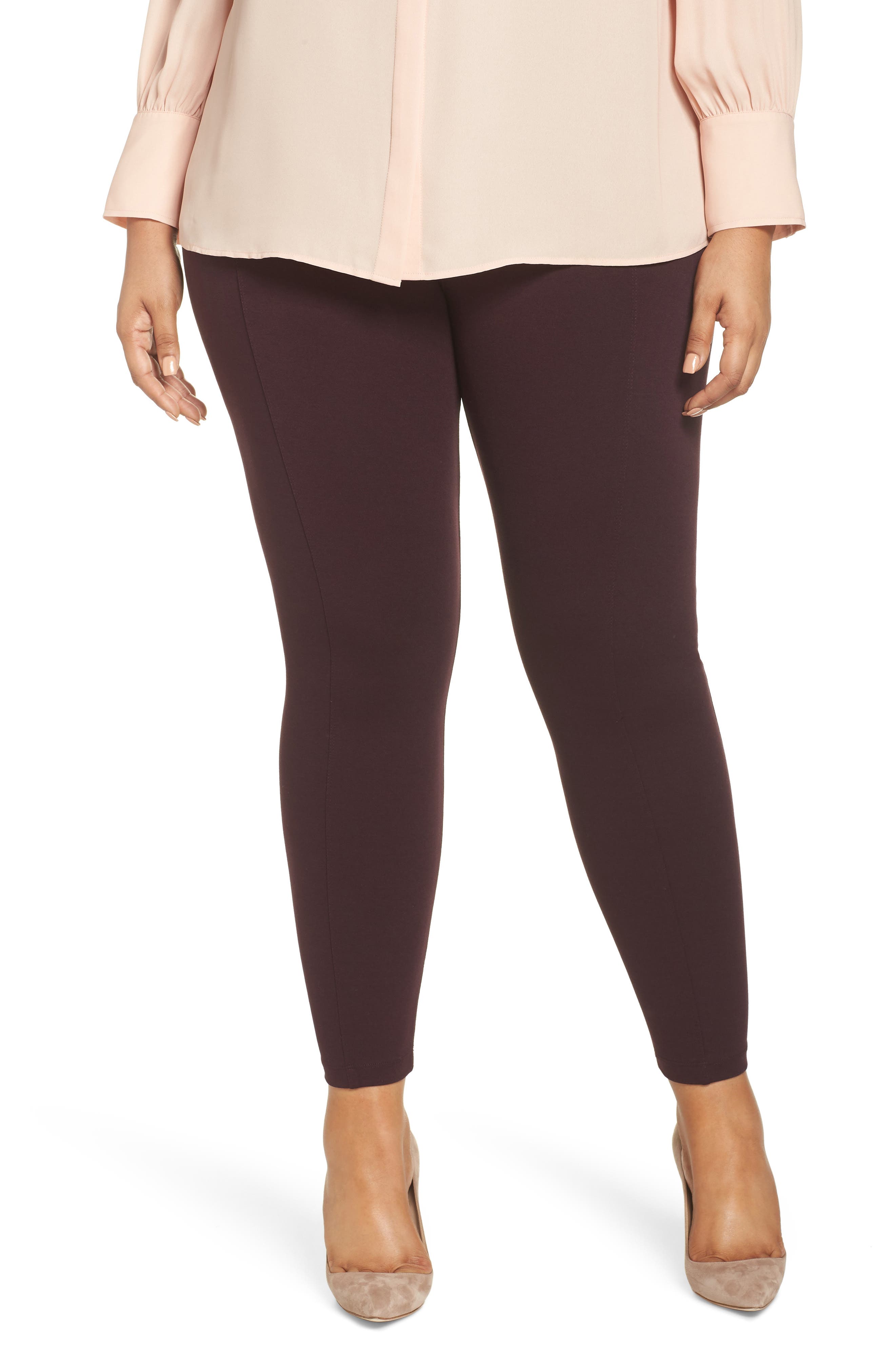Plus Size Liverpool Reese Pintuck Ponte Leggings, Red