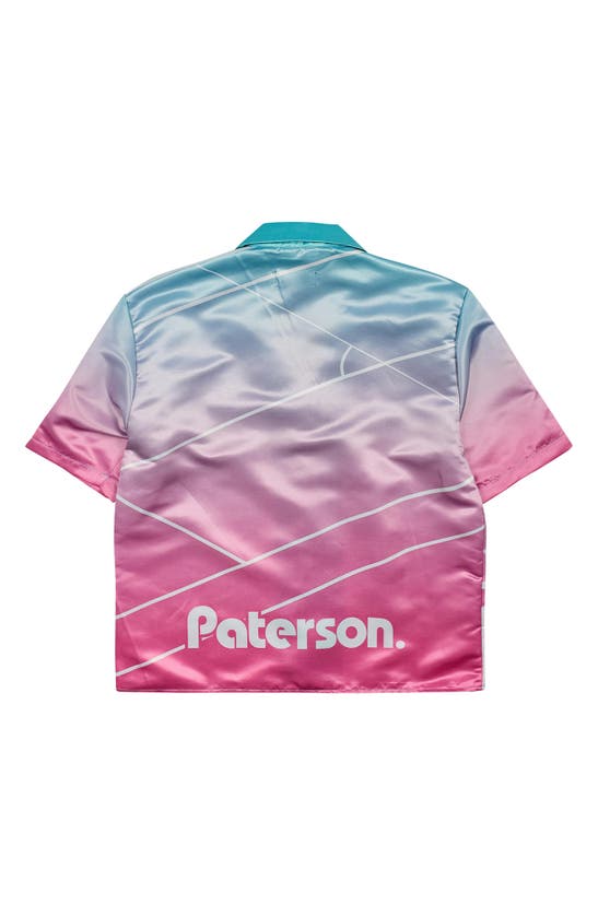 Shop Paterson South Beach Oversize Satin Camp Shirt In Pink Multi
