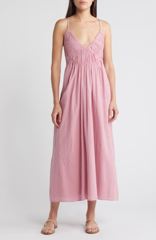 Treasure & Bond Smocked Bodice Strappy Back Cotton Dress In Pink