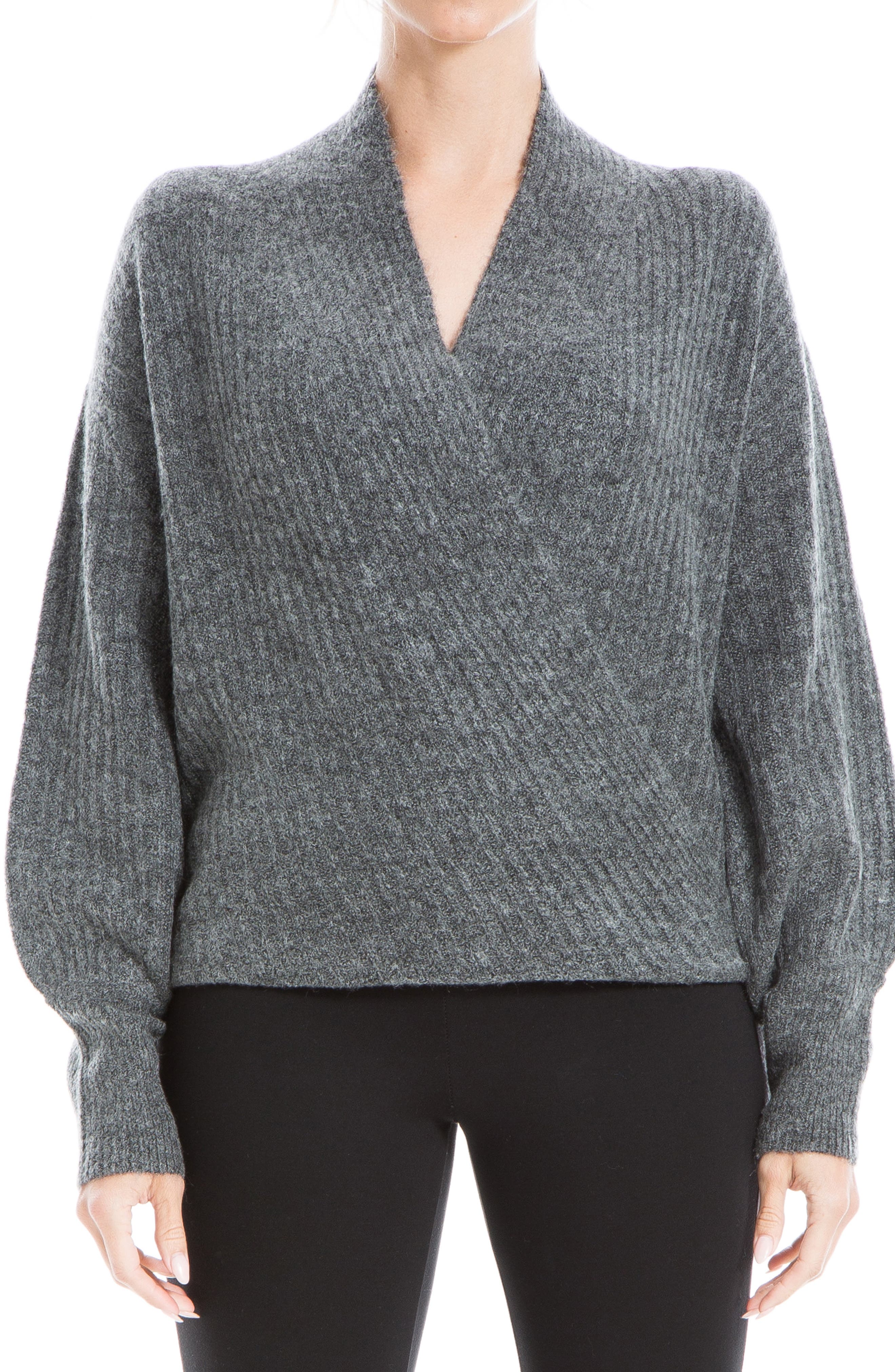 Max Studio Women's Long Sleeve Cross Over Sweater