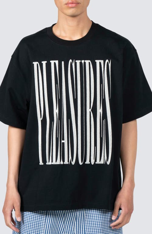 PLEASURES Heavyweight Stretch Logo Graphic T-Shirt Black at Nordstrom,