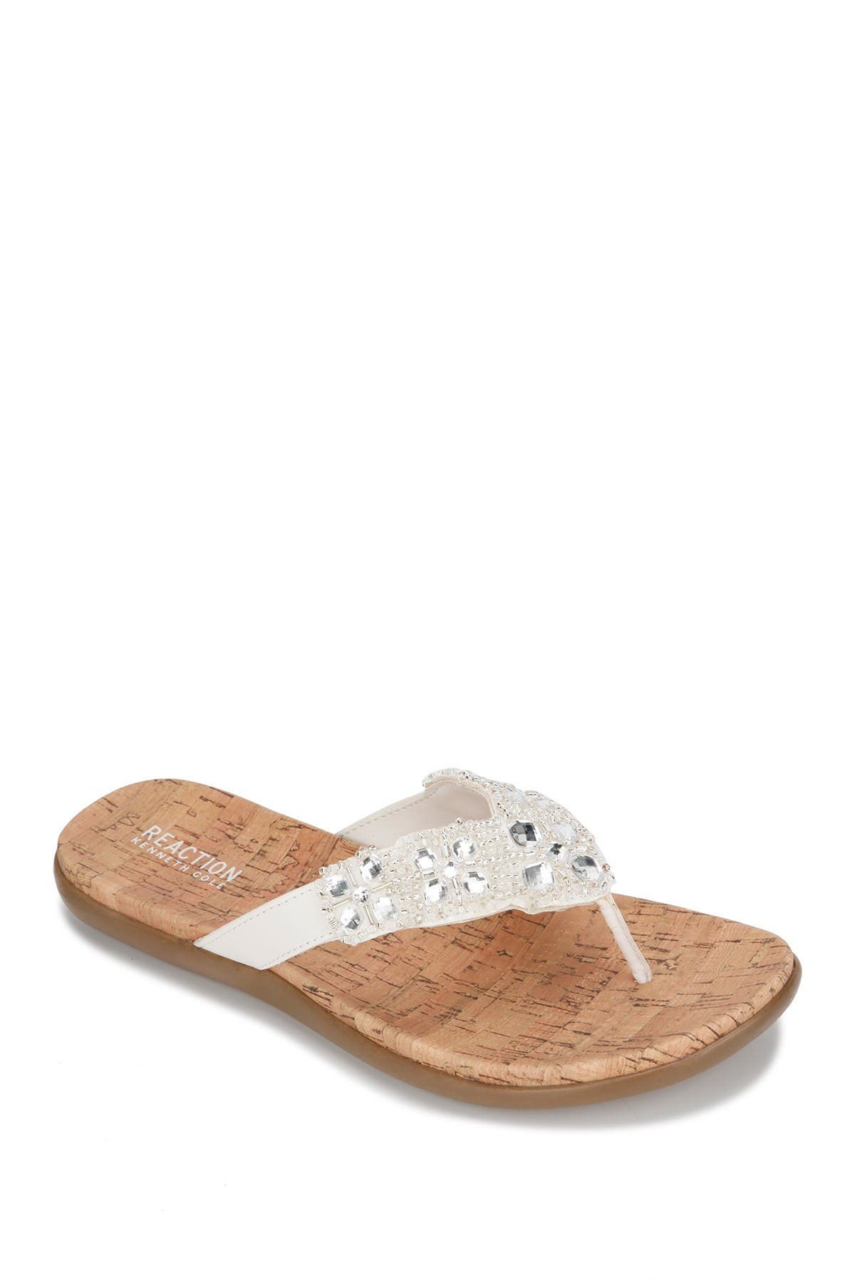 Kenneth Cole Reaction Glam-athon Embellished Thong Sandal In Open White